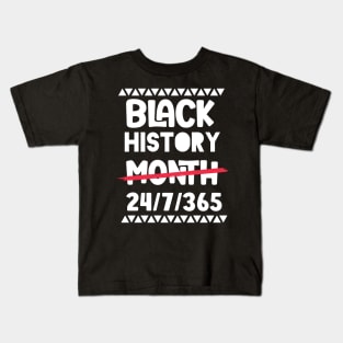 Black History Month 24/7/365 Black men African American Kids T-Shirt